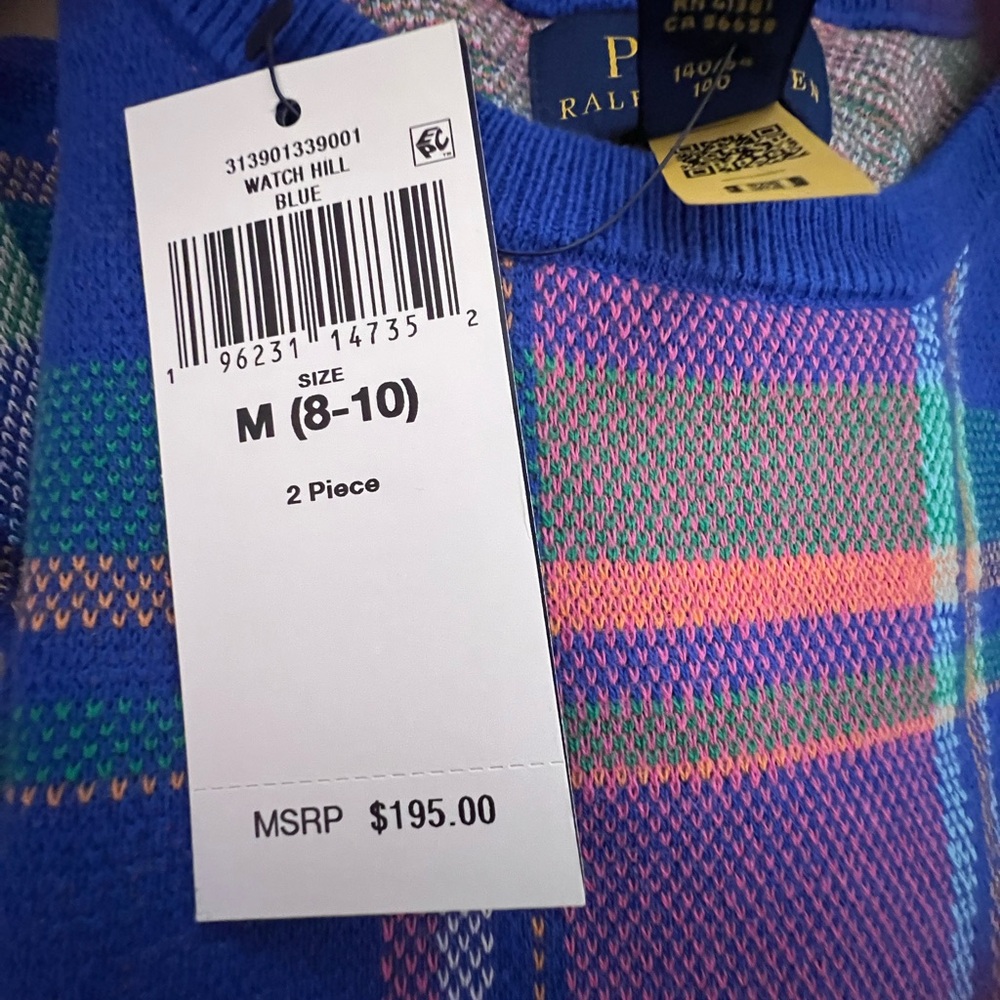 Polo by Ralph Lauren Girls Multicolor Crewneck Plaid Sweater with skirt